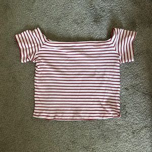 Striped Ribbed Tube Off the shoulder top